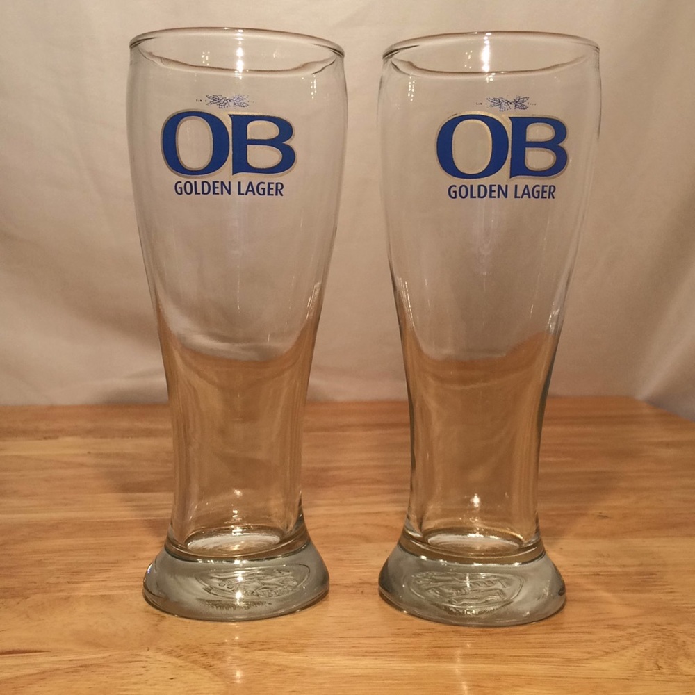 Vintage Korean OB GOLDEN LAGER glasses(526)